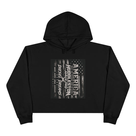 Vintage Racing Crop Hoodie — Huddleston Dragstrip Diesel Dreams Design