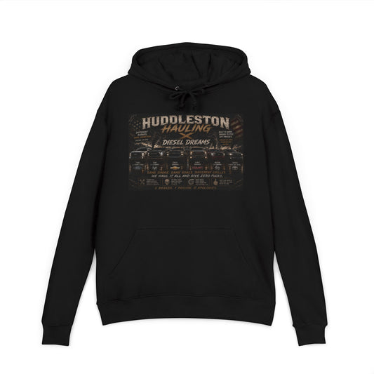 Huddleston Hauling Diesel Dreams Hoodie — American Trucking Graphic Hoodie