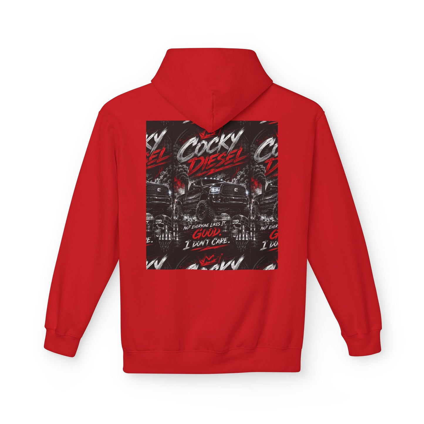 Cocky Diesel Graphic Hoodie — Retro Truck Streetwear with “Good I Won’t Care” Slogan