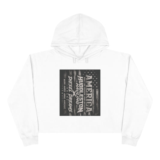 Vintage Racing Crop Hoodie — Huddleston Dragstrip Diesel Dreams Design