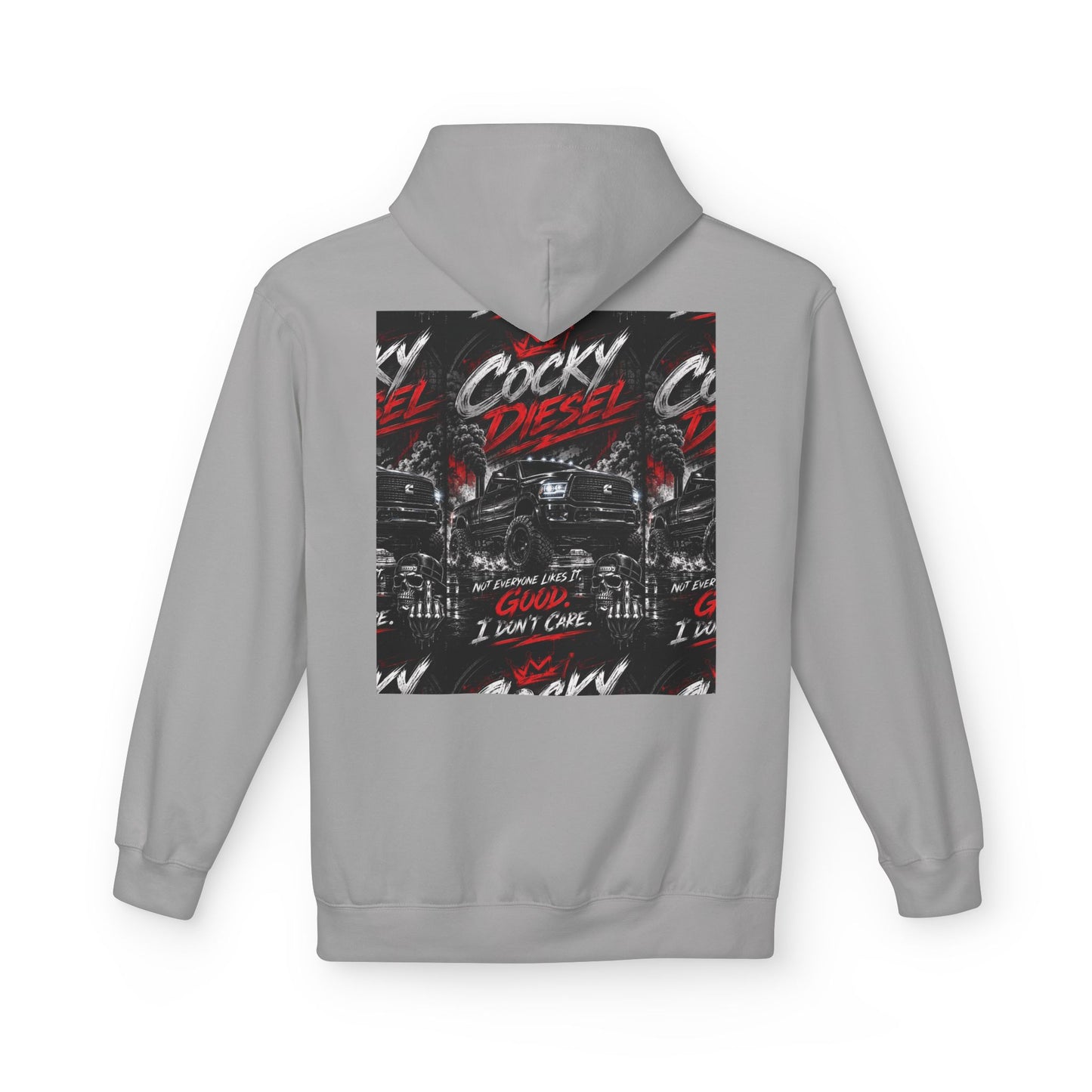 Cocky Diesel Graphic Hoodie — Retro Truck Streetwear with “Good I Won’t Care” Slogan